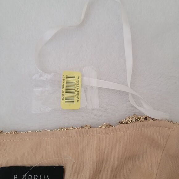 Gold Sz 4 Baroque Halter Skater Cocktail Holiday Party Dress NYE Birthday NWOT - Picture 6 of 8